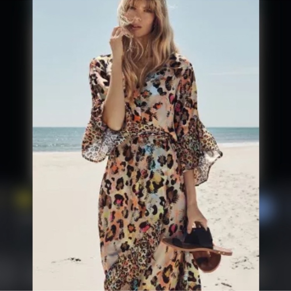 Anthropologie x Blank London Multicolor Wrap Leopard Print Dress